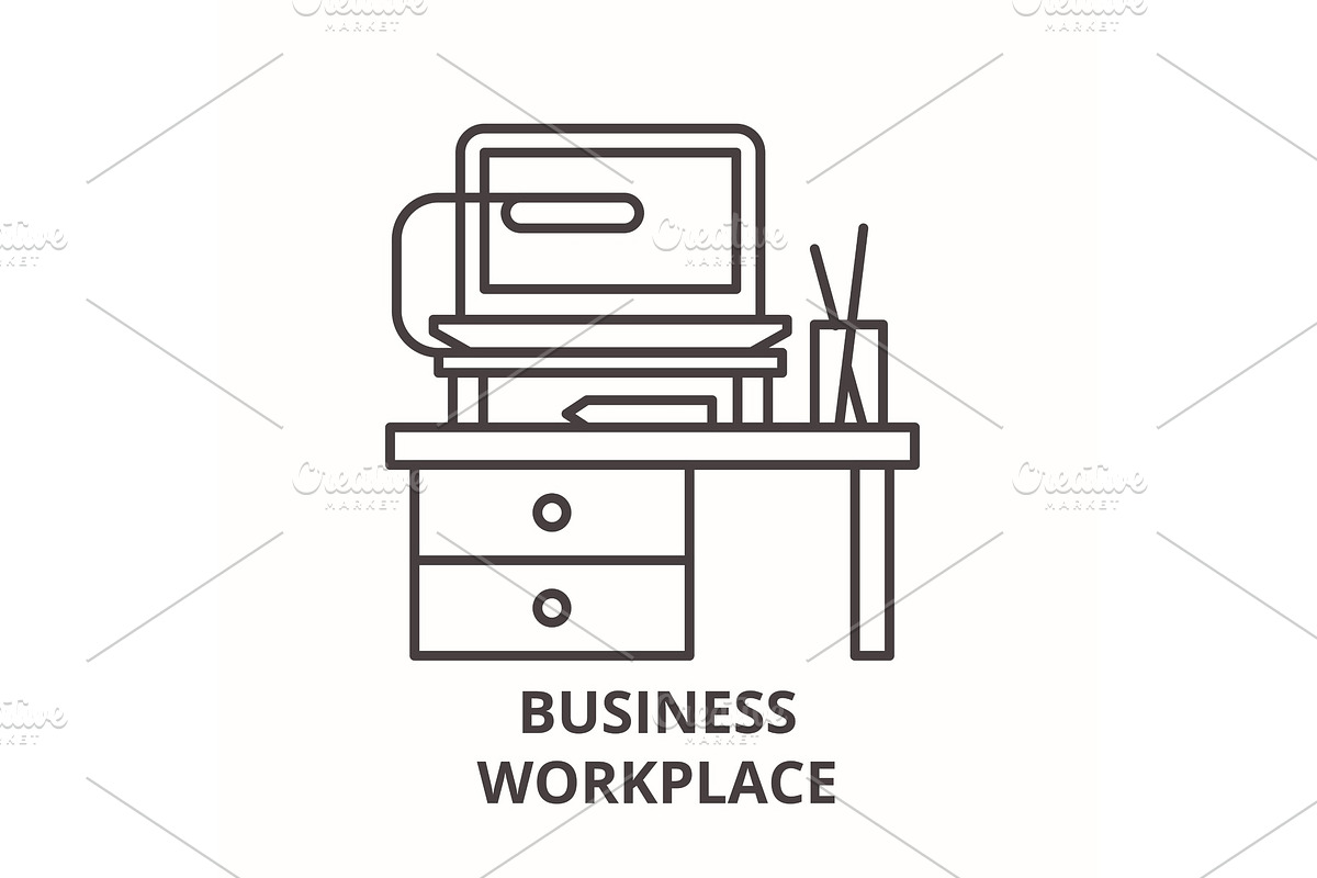 Business workplace line icon concept in Illustrations - product preview 8