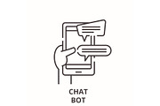 Chat bot line icon concept. Chat bot