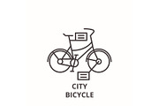 City bicycle line icon concept. City