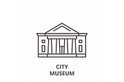 City museum line icon concept. City