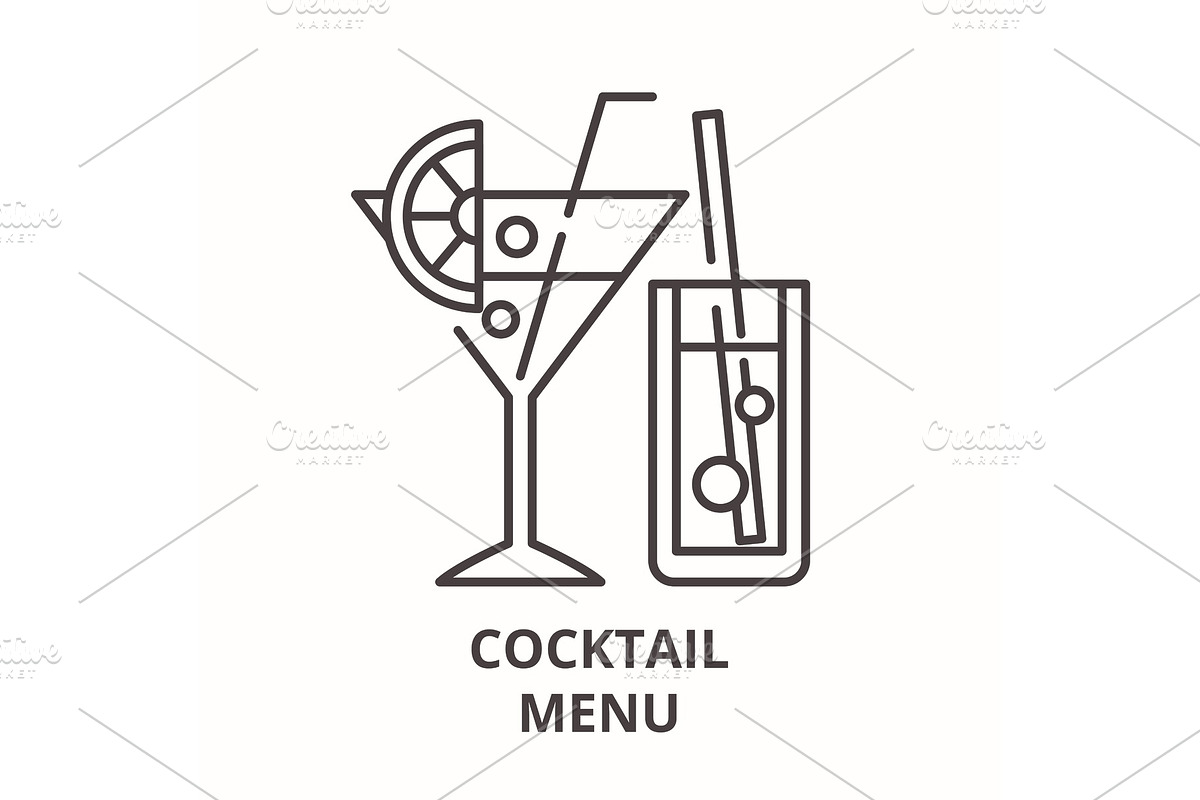 Cocktail menu line icon concept in Illustrations - product preview 8