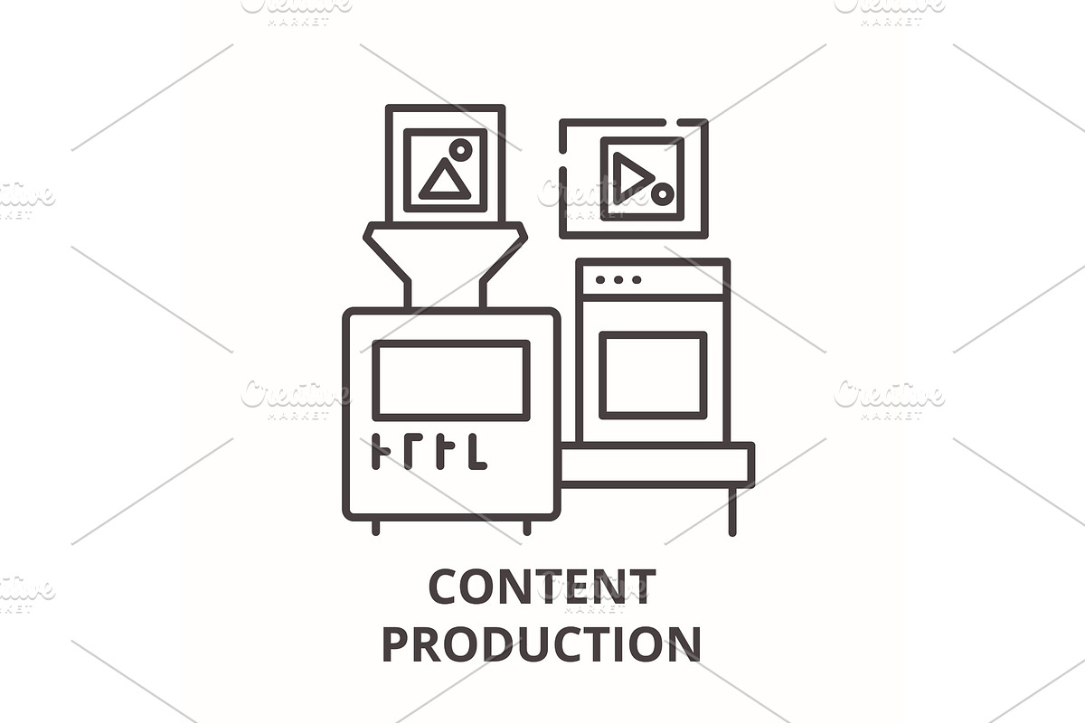Content production line icon concept in Illustrations - product preview 8