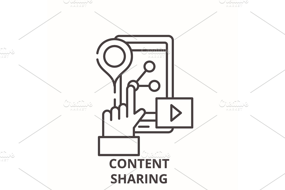 Content sharing line icon concept in Illustrations - product preview 8