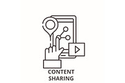 Content sharing line icon concept
