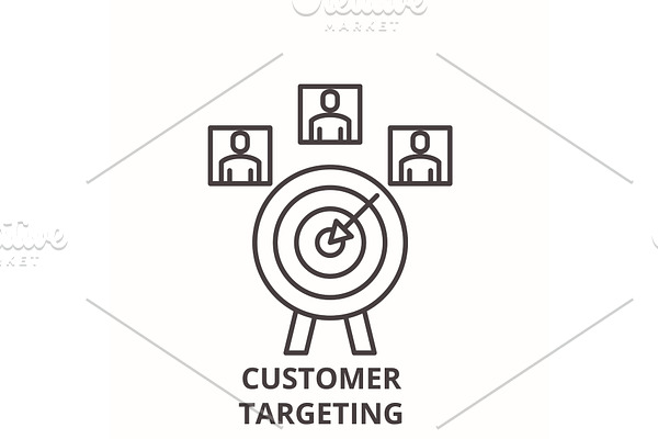 Customer targeting line icon concept