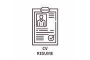 Cv resume line icon concept. Cv