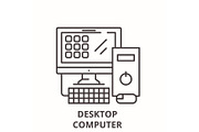 Desktop computer line icon concept