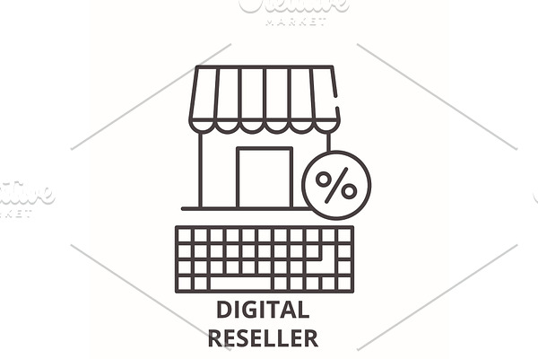 Digital reseller line icon concept