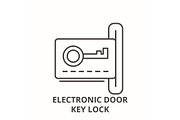 Electronic dook key lock line icon