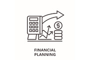 Financial planning line icon concept