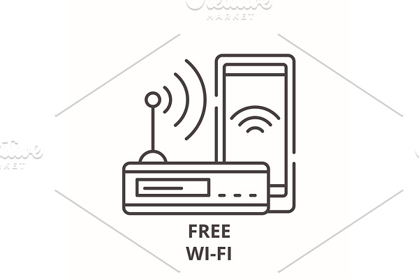 Free wi-fi line icon concept. Free