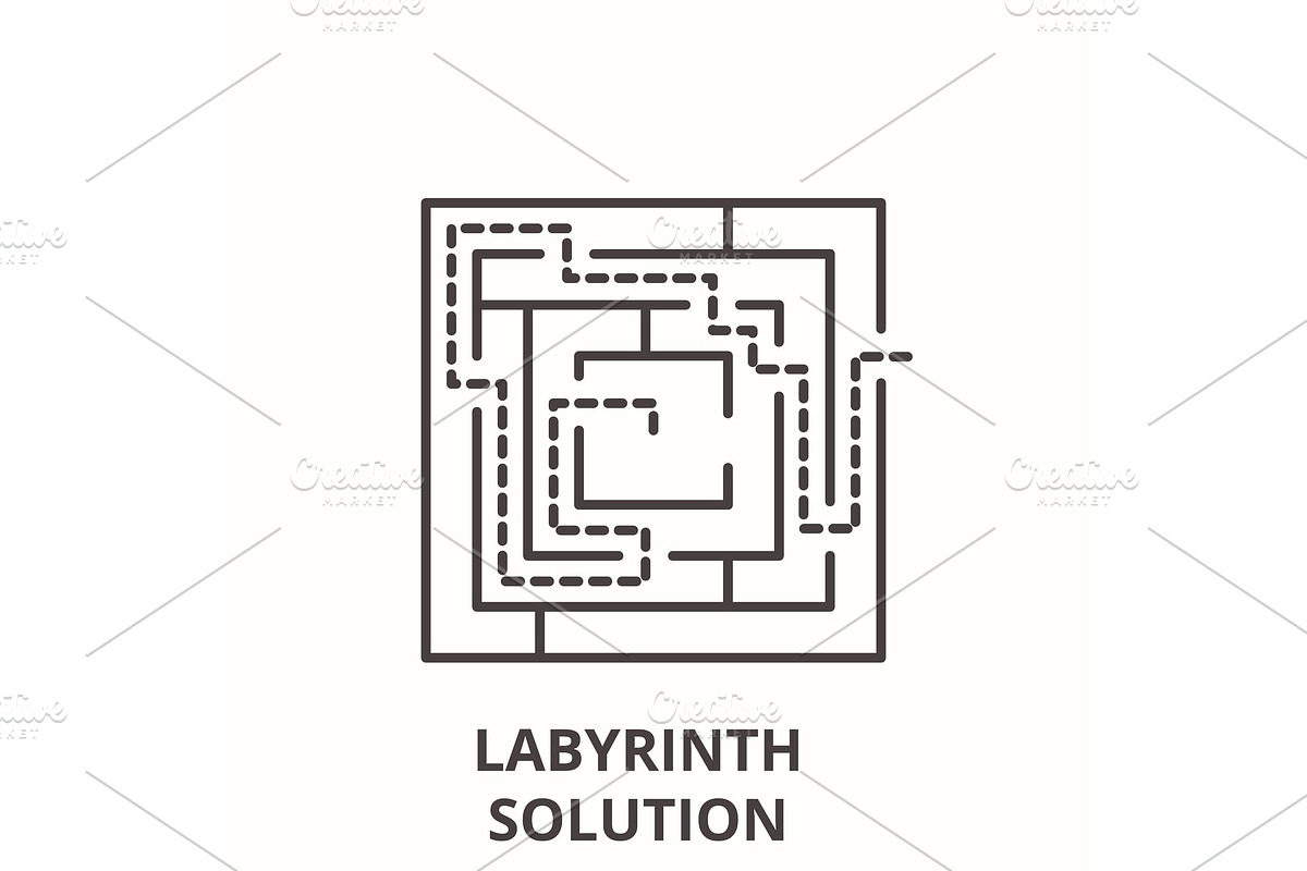 Labyrinth solution line icon concept in Illustrations - product preview 8