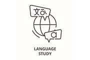 Language study line icon concept
