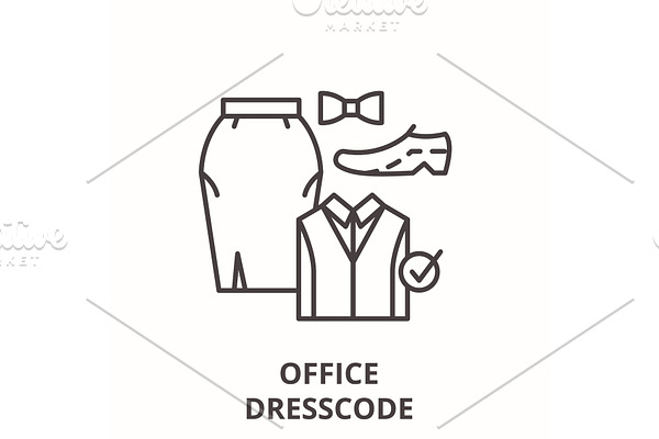 Office dresscode line icon concept
