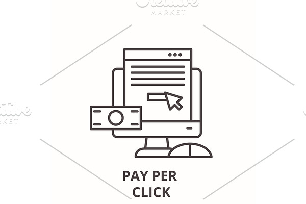 Pay per click line icon concept. Pay
