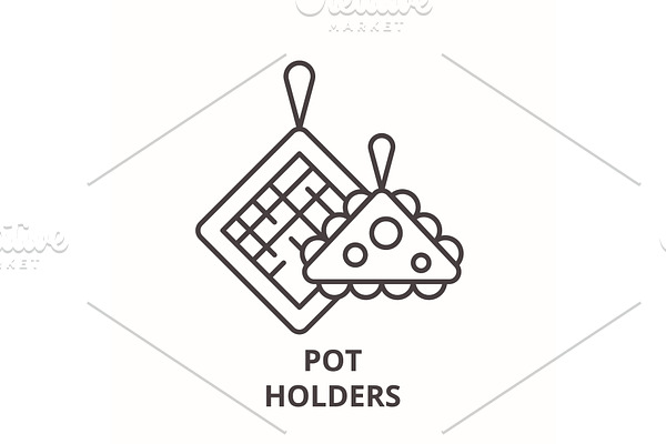 Pot holders line icon concept. Pot