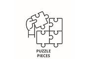 Puzzle pieces line icon concept