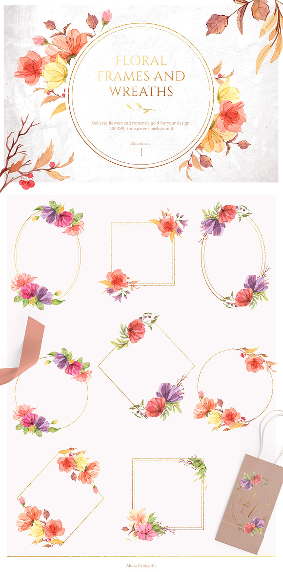 Watercolor gentle bright flowers in Illustrations - product preview 2