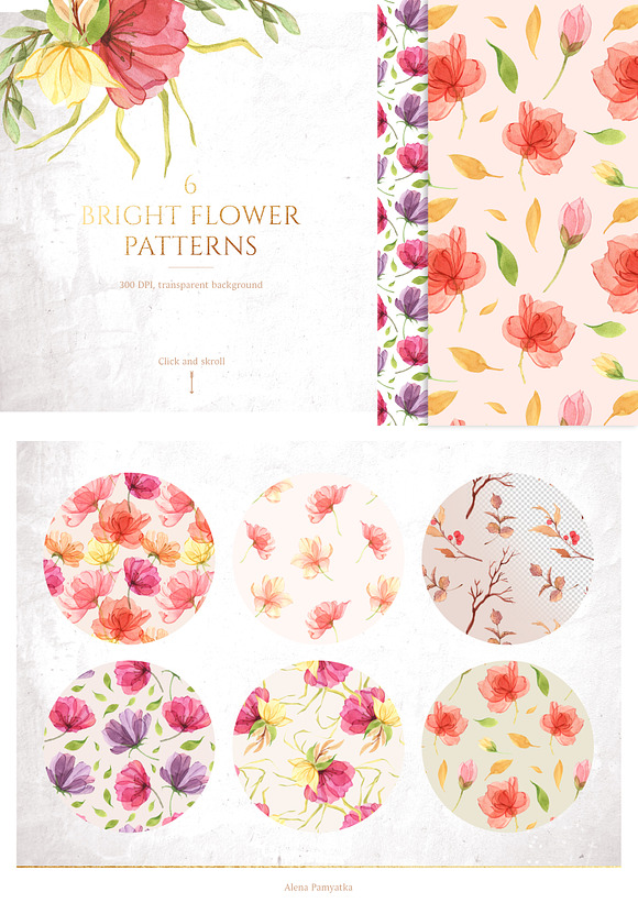 Watercolor gentle bright flowers in Illustrations - product preview 6