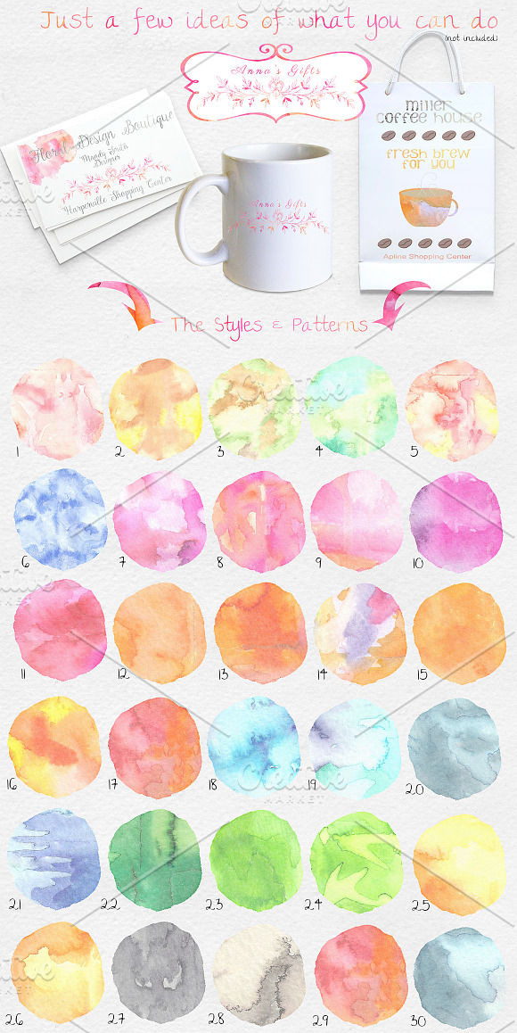 Watercolor Splash Design Elements PS in Add-Ons - product preview 2