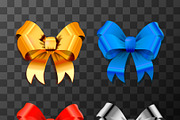 Set of different bright bow-knots
