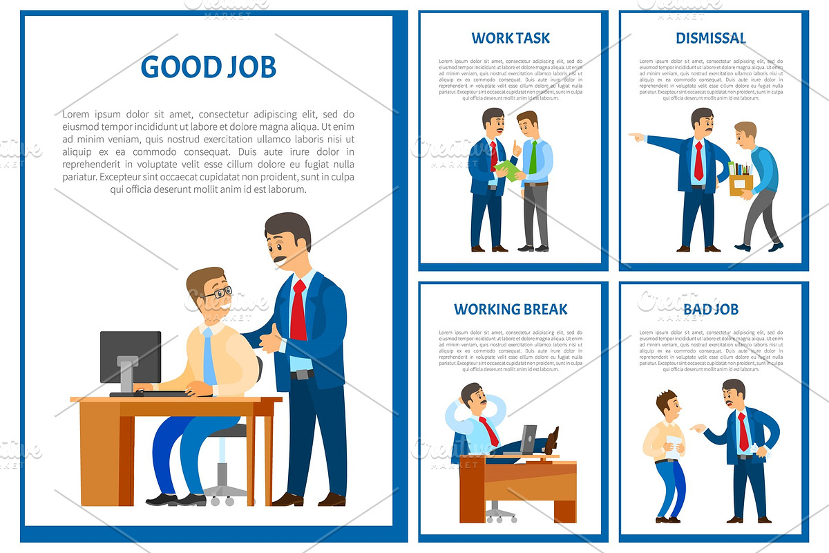 Good Job of Worker, Boss Praising in Illustrations - product preview 8