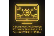 Bitcoin official webpage neon icon