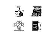 Electric power industry glyph icons