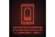 Smartphone low battery neon icon