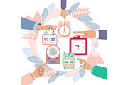 Hands turn off alarms vector