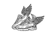 Sneakers with wings engraving vector