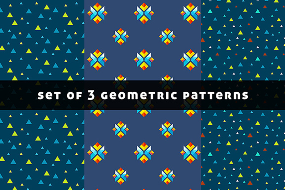 Set of 3 geometric colorful patterns
