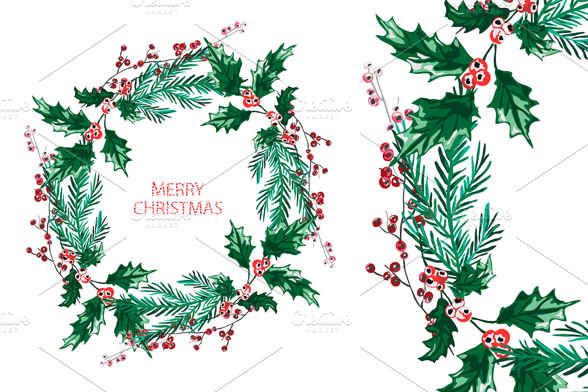 Christmas and New Year Wreath(2) in Illustrations - product preview 8
