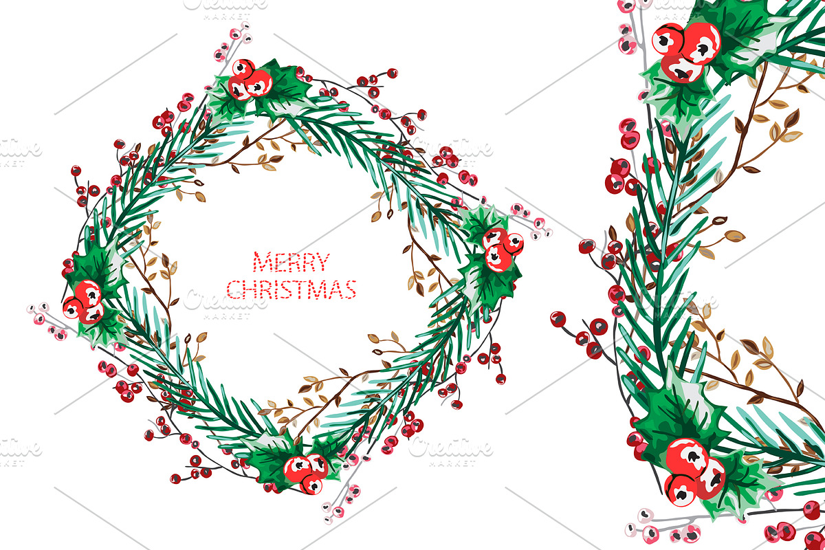 Christmas and New Year Wreath(4) in Illustrations - product preview 8