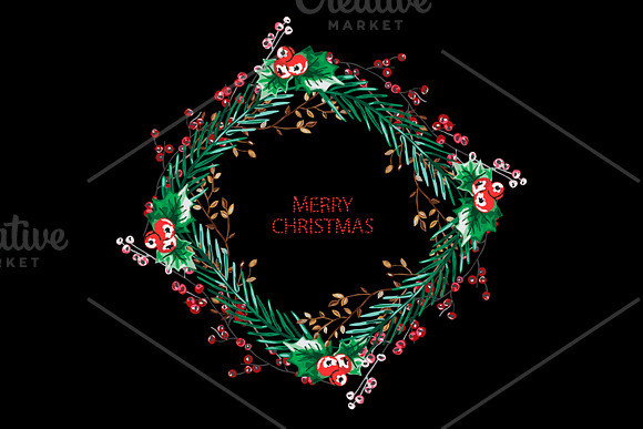 Christmas and New Year Wreath(4) in Illustrations - product preview 1