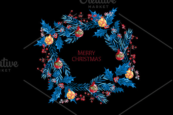 Christmas and New Year Wreath(6) in Illustrations - product preview 1