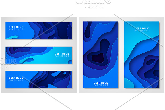 Blue paper cut in Illustrations - product preview 2