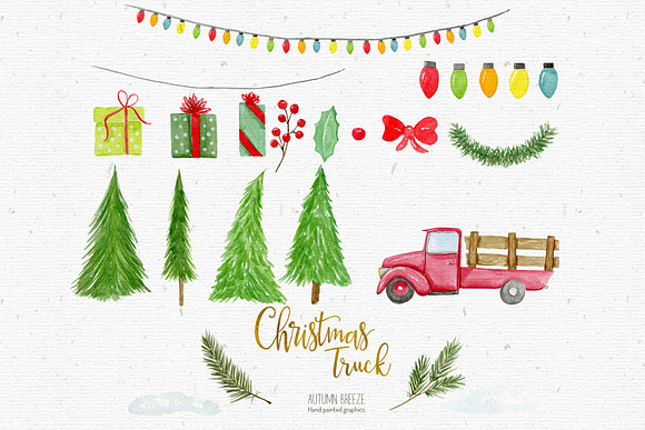Christmas truck clipart in Illustrations - product preview 1