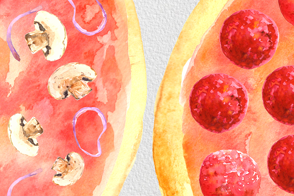 Watercolor Pizza Clip Art Set in Illustrations - product preview 1