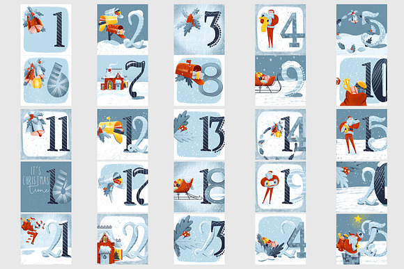 Advent Calendar Printable Set in Illustrations - product preview 1