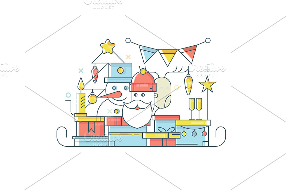  Christmas tree, Santa Claus, Deer  in Illustrations - product preview 8