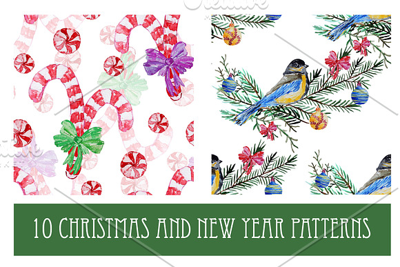 10 Watercolor Christmas Patterns in Patterns - product preview 4
