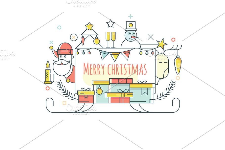  cute Christmas tree, Santa Claus in Illustrations - product preview 8
