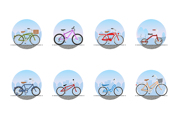 15 Flat Bike Icons in Beach Icons - product preview 1