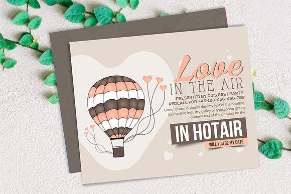 Love In Air Card Psd  Templates in Wedding Templates - product preview 1