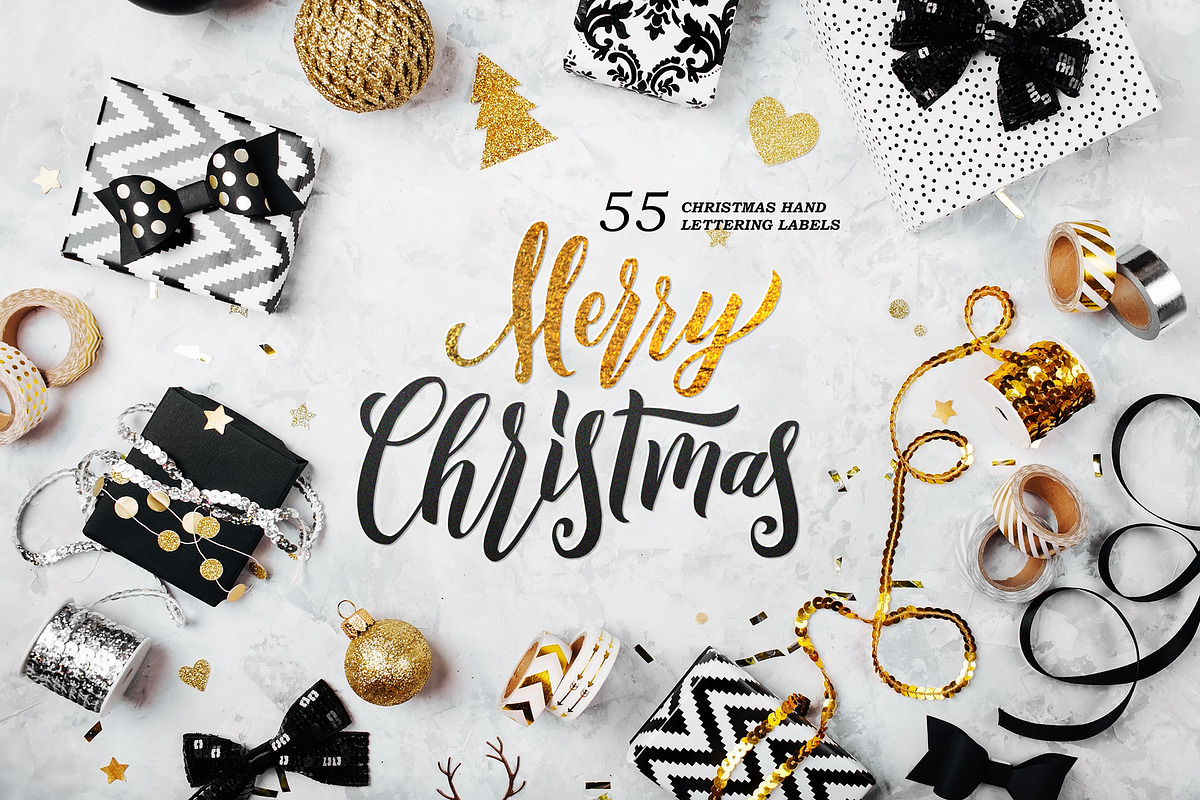 55 Christmas Lettering Labels in Illustrations - product preview 8