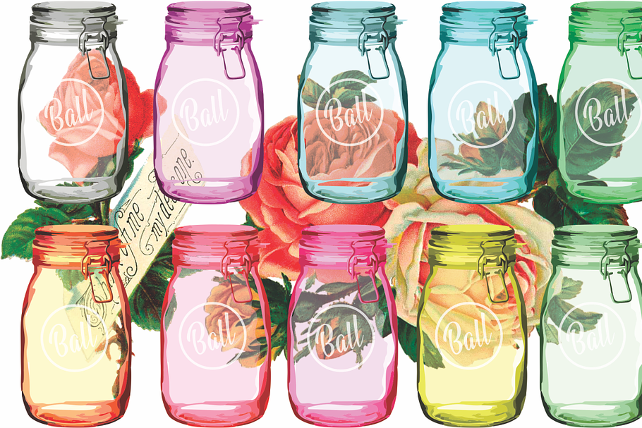 Mason jars with transparency