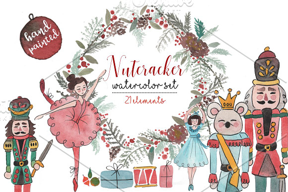 Nutcracker watercolor set! in Illustrations - product preview 5