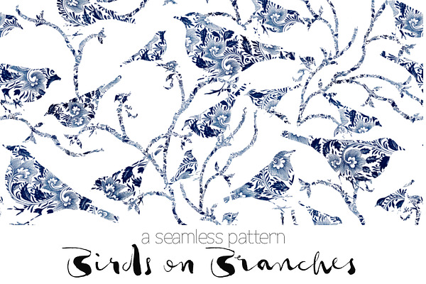 Birds on Branches - Seamless Pattern