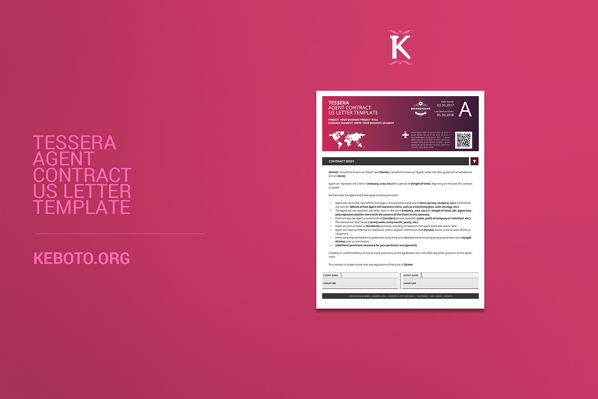 Tessera Agent Contract US Letter in Templates - product preview 8